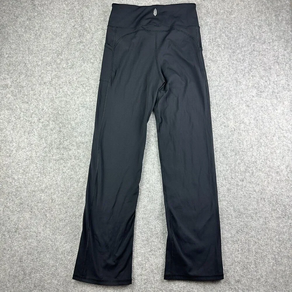 Free People FP Movement Shanti Straight Leg Pants Womens M Black Crossover Waist